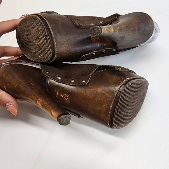 Charles David Size 37 Gabriela Brown Suede Platform Peep Toe Heels (a) - Picture 8 of 10